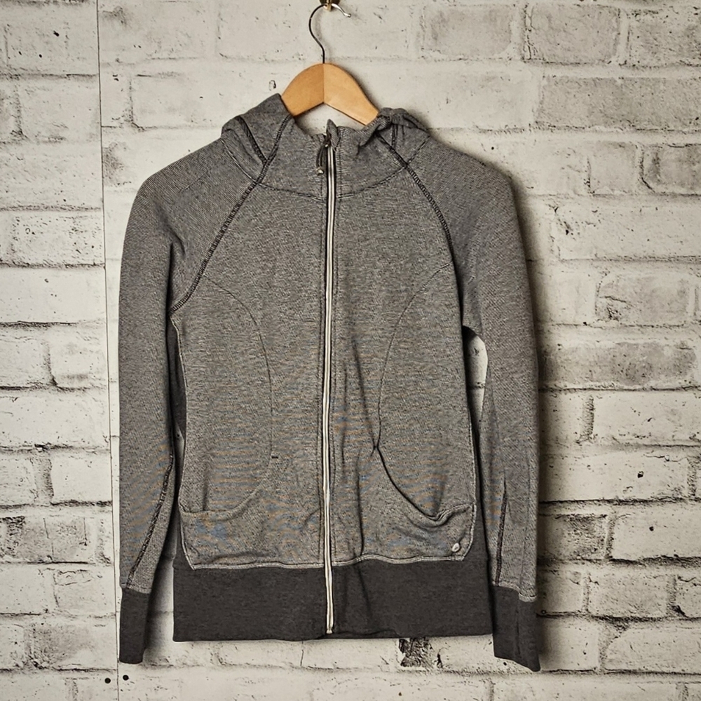 90 Degree Grey Zip Up Hoodie Athletic Fitted Jacket Womens Size Medium